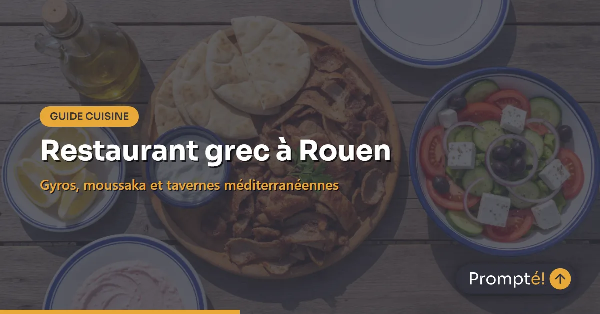 Assiette de mezzes grecs avec houmous, tzatziki et olives dans un restaurant grec de Rouen