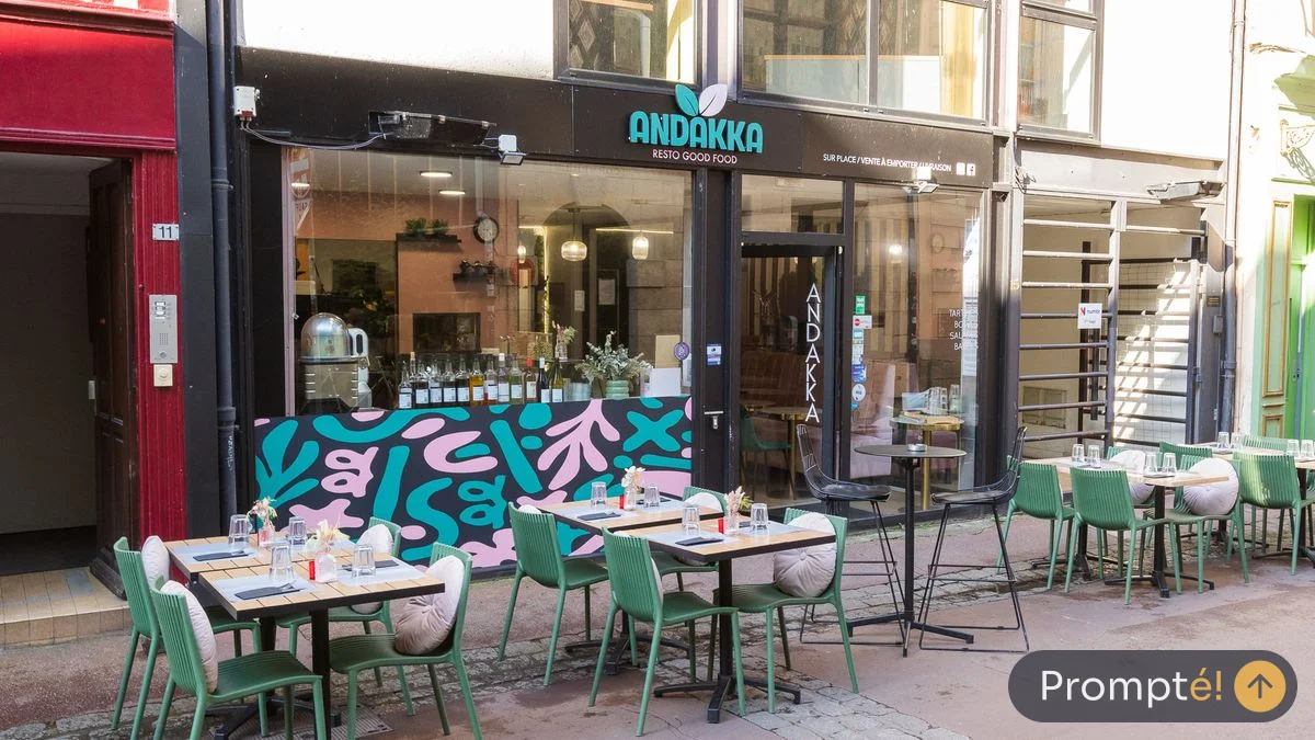 Restaurant Andakka, cuisine brasserie / bar-restaurant, au Vieux-Marche de Rouen - photo terrain