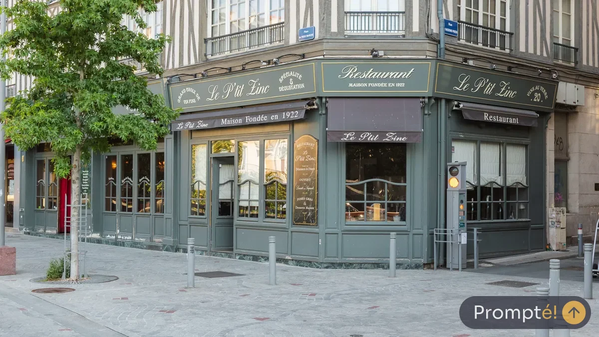Restaurant Le P'tit Zinc, cuisine bistronomique, au Vieux-Marche de Rouen - photo terrain