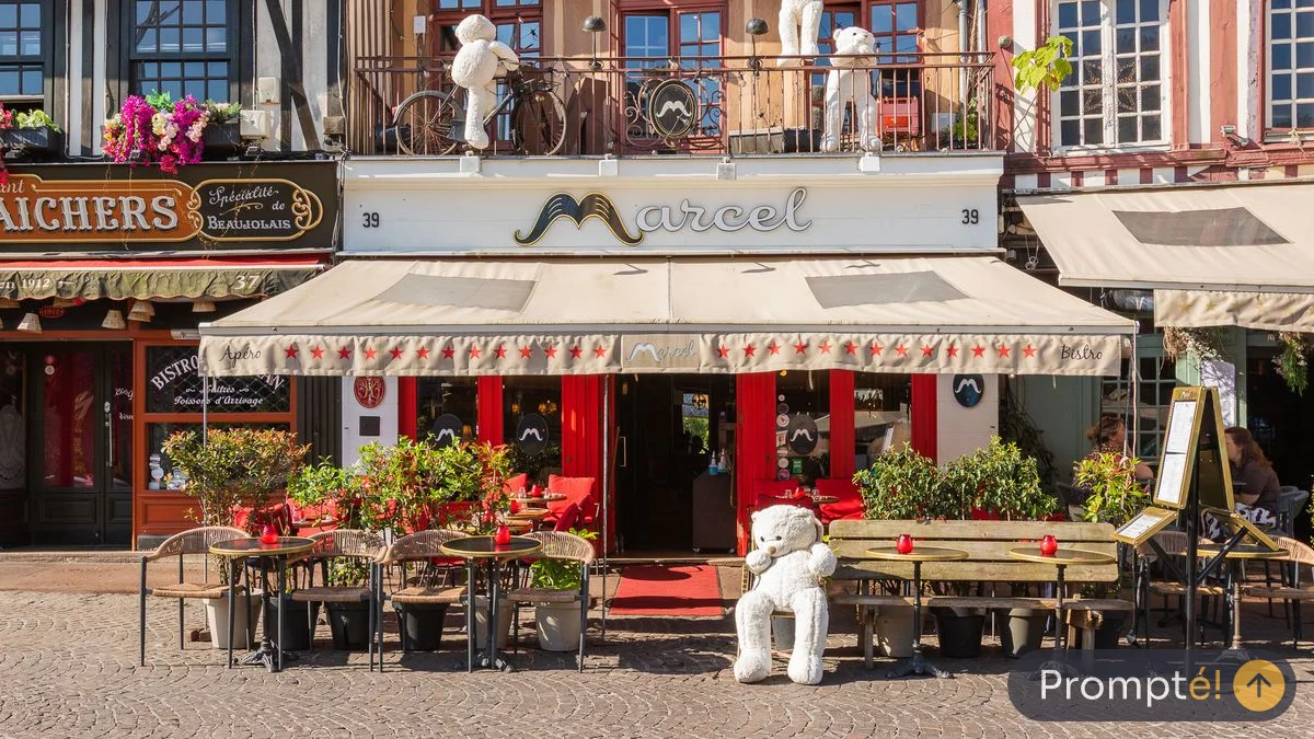 Restaurant Marcel Apéro Bistro, cuisine brasserie / bar-restaurant, au Vieux-Marche de Rouen - photo terrain