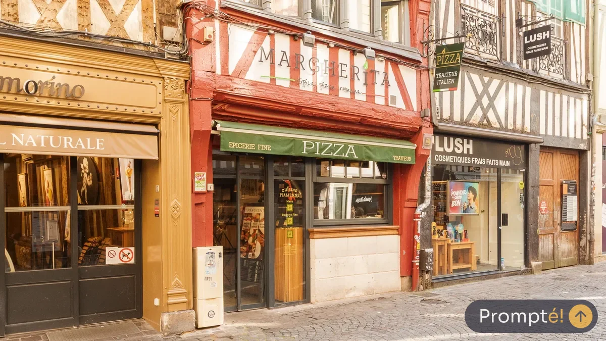 Restaurant Margherita - Tipica Pizza Romana, cuisine pizzeria, au Vieux-Marche de Rouen - photo terrain